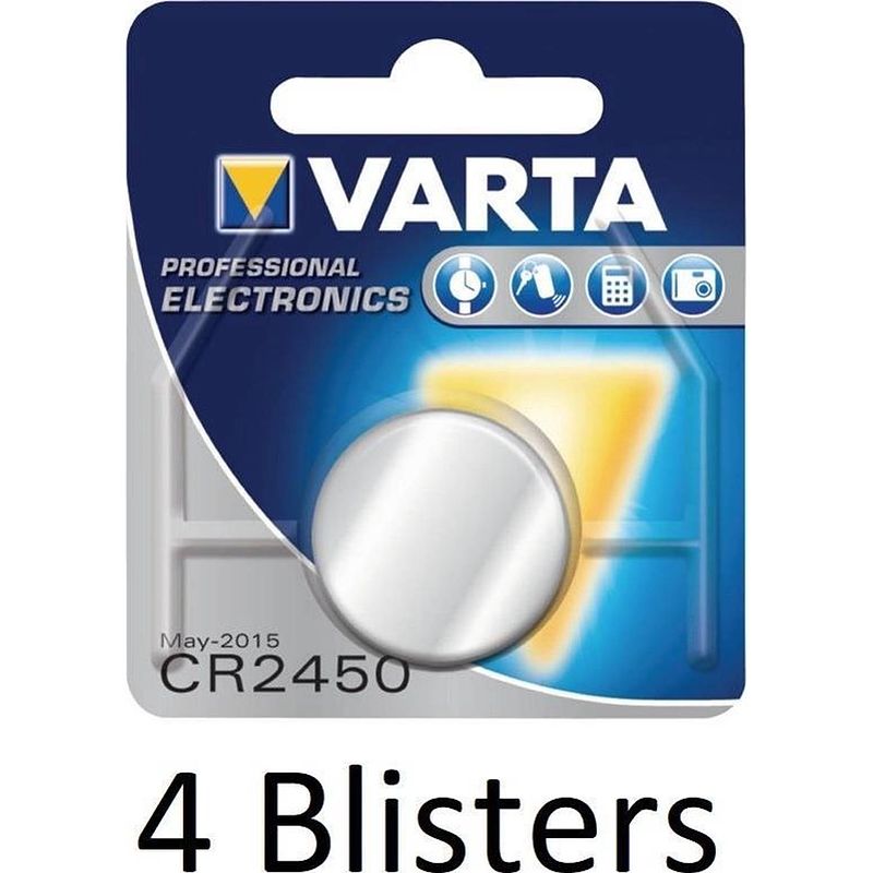 Foto van 4 stuks (4 blisters a 1 st) varta cr2450 wegwerpbatterij lithium