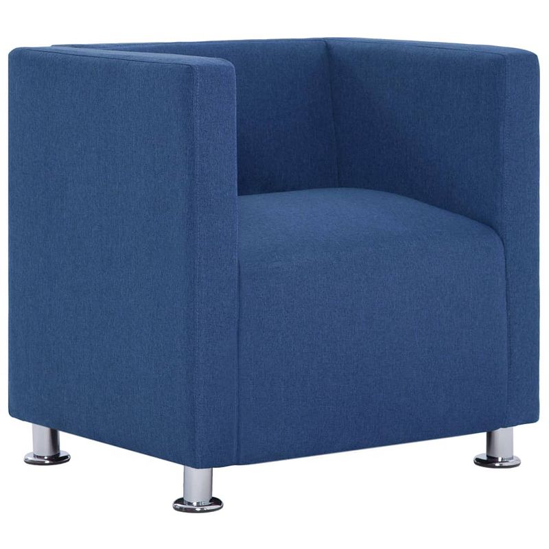 Foto van Vidaxl fauteuil kubus stof blauw