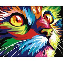Foto van Best pause kat multikleur - schilderen op nummer - 40x50 cm - diy hobby pakket