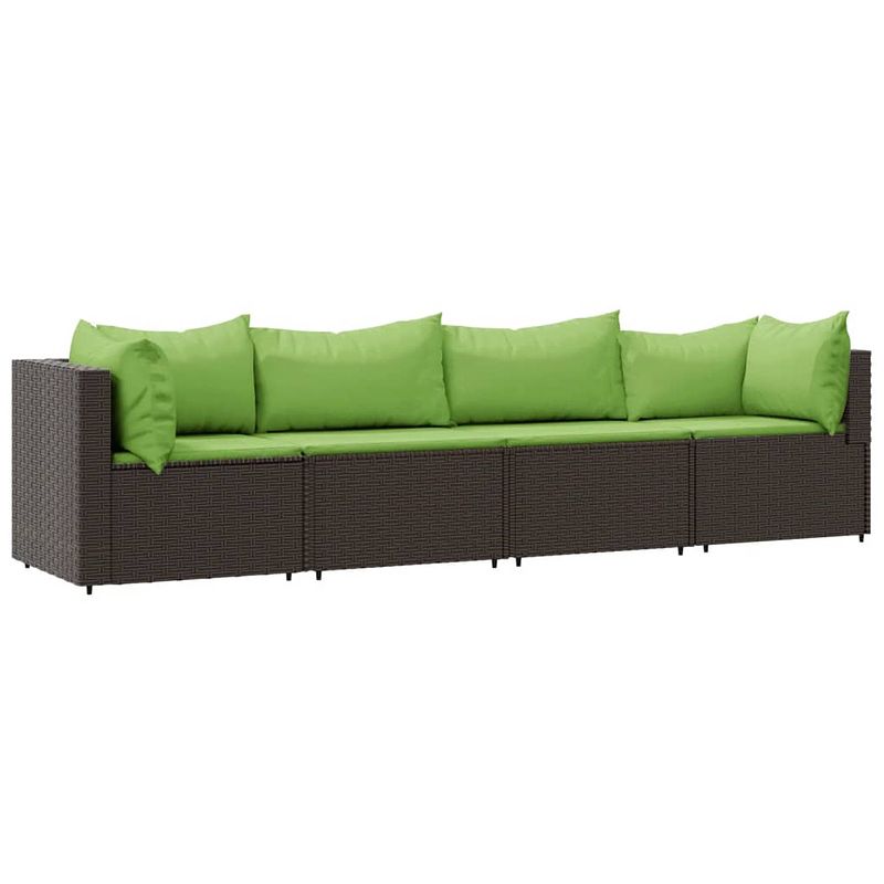 Foto van Infiori 4-delige loungeset met kussens poly rattan bruin