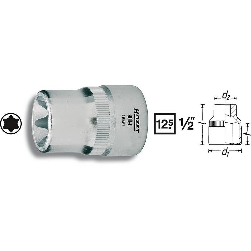 Foto van Hazet 900-e16 buiten-torx dopsleutelinzetstuk t 16 1/2 (12.5 mm)