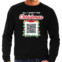 Foto van Qr code kersttrui punch you in the face heren zwart - bellatio christmas sweaters s - kerst truien