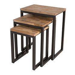 Foto van Moos - side table suri set of 3 - bruin