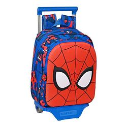 Foto van Schoolrugzak met wielen spiderman great power 27 x 33 x 10 cm blauw rood