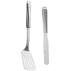 Foto van 5five keukengerei bakspatel/bakspaan - set 2x - zilver rvs - 34 en 29 cm - bakspanen