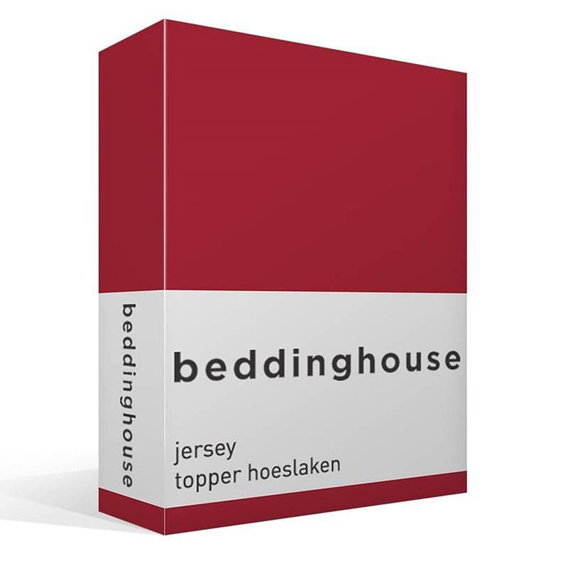 Foto van Beddinghouse jersey topper hoeslaken - 100% gebreide jersey katoen - 2-persoons (140x200/220 cm) - red