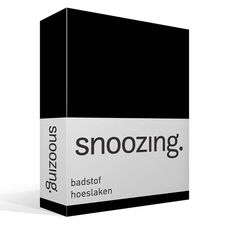 Foto van Snoozing badstof hoeslaken - 80% katoen - 20% polyester - lits-jumeaux (180x200/220 of 200x200 cm) - zwart