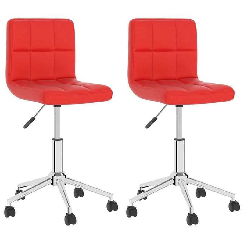 Foto van The living store draaibare eetkamerstoelen - kunstleer - verstelbaar - rood - 40 x 47 x (74.5-86) cm