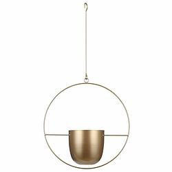 Foto van Mica decorations plantenpot - ijzer - industrieel goud - l34 x w14 x h65 cm - plantenpotten