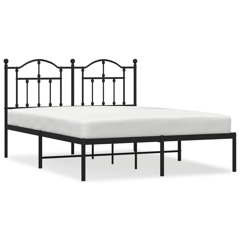 Foto van Vidaxl bedframe met hoofdbord metaal zwart 140x190 cm