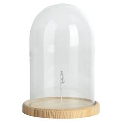 Foto van Esschert design stolp - glas - houten bruin plateau - d15,5 x h25 cm - decoratieve stolpen