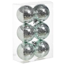 Foto van 6x mintgroene cirkel motief kerstballen 6 cm kunststof - kerstbal