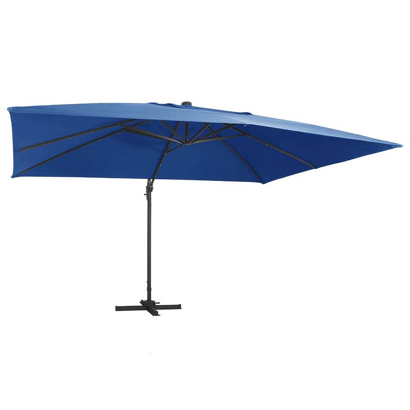 Foto van Vidaxl zweefparasol met led-verlichting en paal 400x300 cm azuurblauw