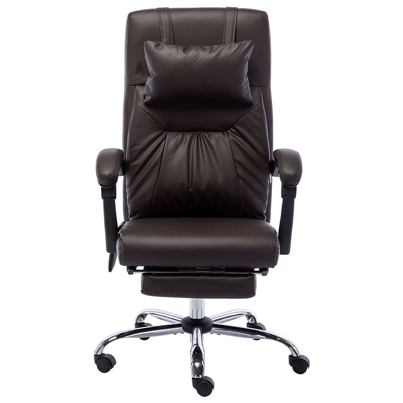 Foto van The living store ergonomische bureaustoel - massage- en ligfunctie - bruin - 60 x 64 x (112-121) cm - nylon zwenkwielen