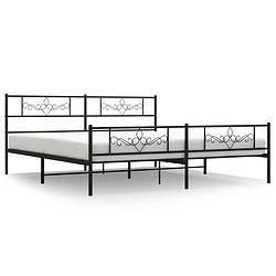 Foto van Vidaxl bedframe met hoofd- en voeteneinde metaal zwart 200x200 cm