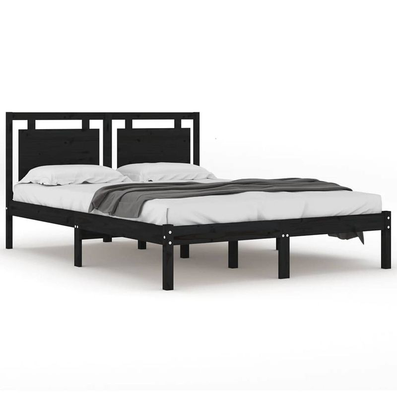 Foto van Vidaxl bedframe massief hout zwart 140x190 cm