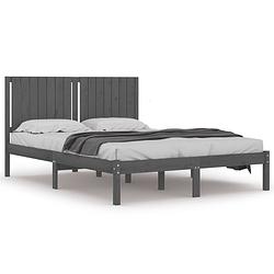 Foto van The living store houten bedframe - grijs - 205.5 x 155.5 x 31 cm - massief grenenhout