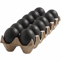 Foto van Set van 36x stuks eieren zwart plastic 6 cm - paaseieren - pasen decoratie knutsel materiaal