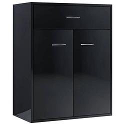 Foto van Vidaxl dressoir 60x30x75 cm spaanplaat hoogglans zwart