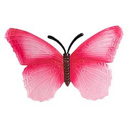 Foto van Tuindecoratie vlinder van metaal roze 40 cm - muur/schutting decoratie vlinders - dierenbeelden