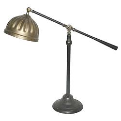 Foto van Haes deco - bureaulamp - industrial - vintage / retro lamp, 62x19x62 cm - bruin metaal - tafellamp, sfeerlamp