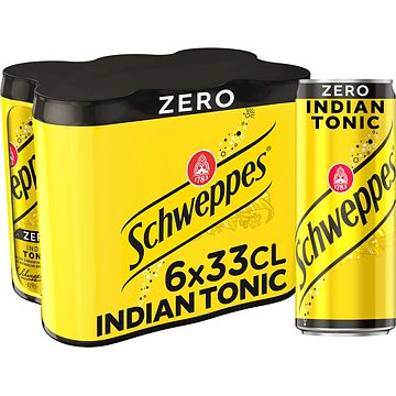 Foto van Schweppes zero sugar indian tonic blik 6 x 330 ml bij jumbo