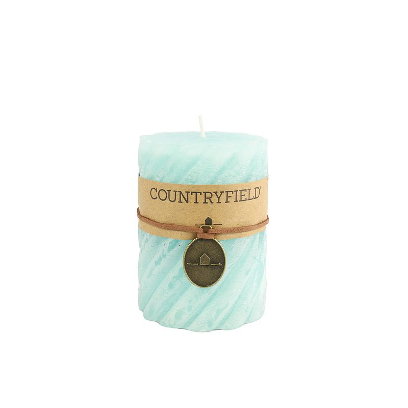 Foto van Countryfield stompkaars met ribbel turquoise ø7 cm hoogte 10 cm