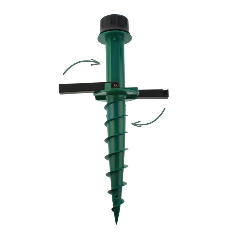 Foto van Pro garden parasolhouder - schroef - grondboor - 44 cm - groen - zwart - draaien