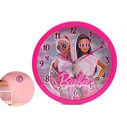 Foto van Kinder wandklok barbie 25 cm - roze - easy learning diameter