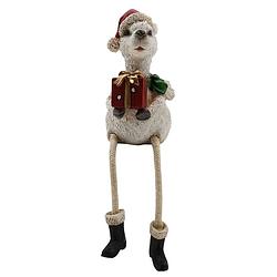 Foto van Clayre & eef kerstdecoratie beeld alpaca 8*7*11 cm wit kunststof decoratief figuur decoratieve accessoires