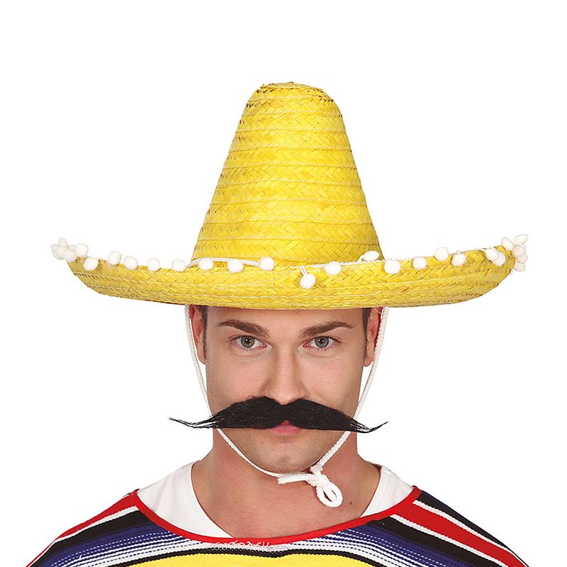 Foto van Guirca mexicaanse sombrero hoed voor heren - carnaval/verkleed accessoires - geel - verkleedhoofddeksels