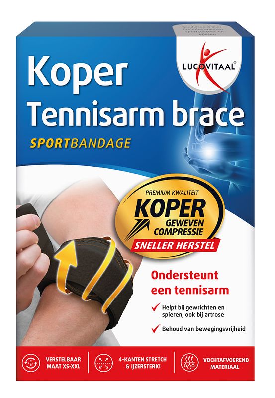 Foto van Lucovitaal tennissarm brace koper