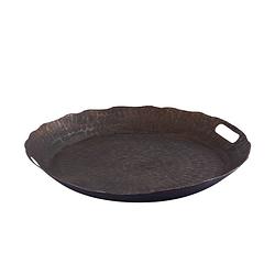 Foto van Ptmd semin copper alu round rustic tray wavy edge m