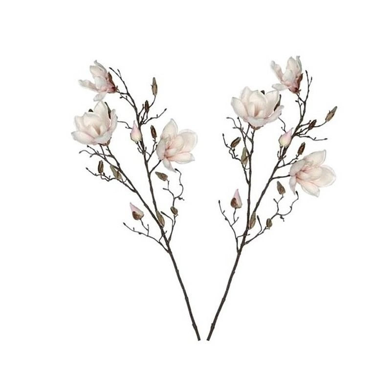 Foto van 2 stuks magnolia beverboom kunstbloemen takken 90 cm decoratie - kunstplanten