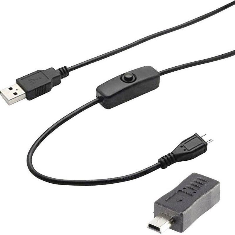 Foto van Renkforce usb-kabel usb 2.0 usb-a stekker, usb-mini-b stekker 1.50 m zwart incl. aan/uitschakelaar rf-4658940