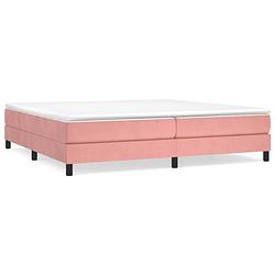 Foto van The living store boxspringframe fluweel roze 200x200 cm - bed