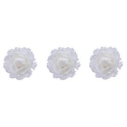 Foto van 4x stuks decoratie bloemen wit met veertjes op clip 11 cm - kersthangers