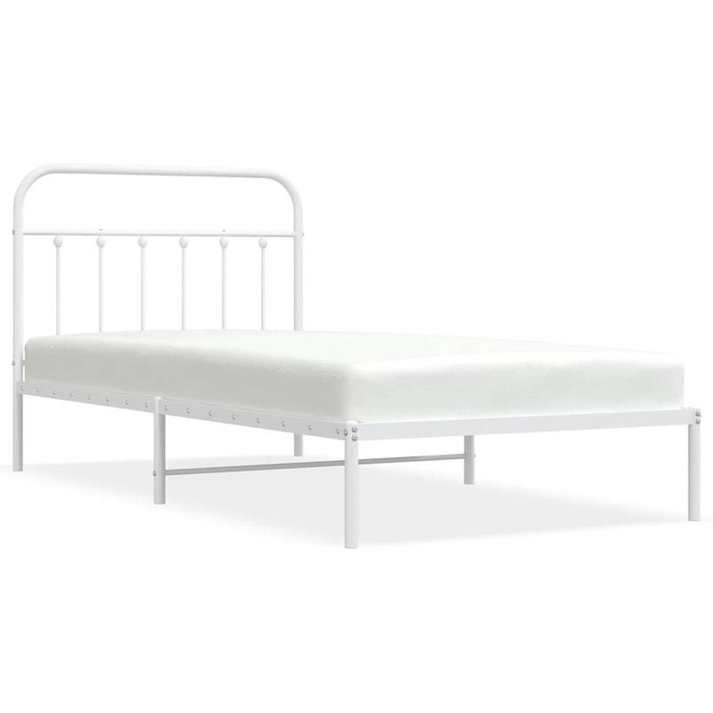 Foto van Vidaxl bedframe met hoofdbord metaal wit 107x203 cm