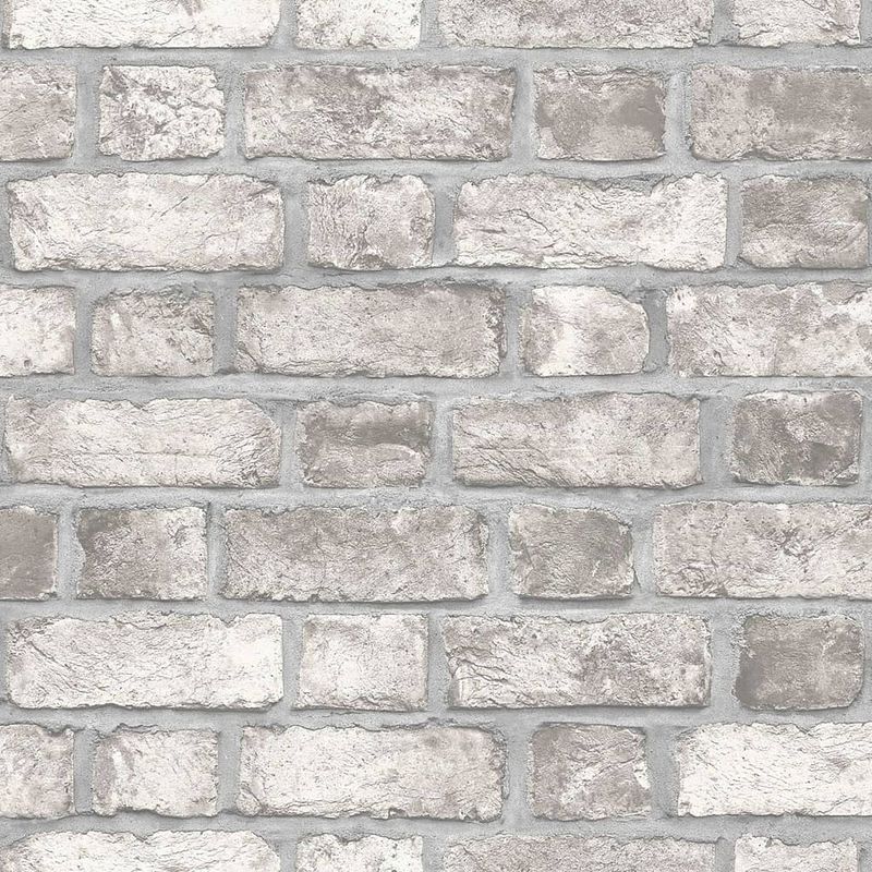 Foto van Homestyle behang brick wall grijs en gebroken wit