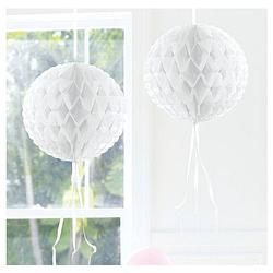 Foto van Honeycomb ballen wit 30 cm - hangdecoratie