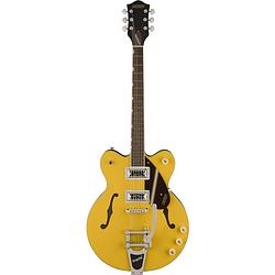 Foto van Gretsch g2604t streamliner rally ii center block bigsby il two-tone bamboo yellow copper metallic limited edition