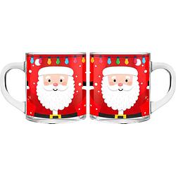 Foto van Kerst mokken/bekers - 2 stuks - glas - 300 ml - kerstman - 11 cm - bekers