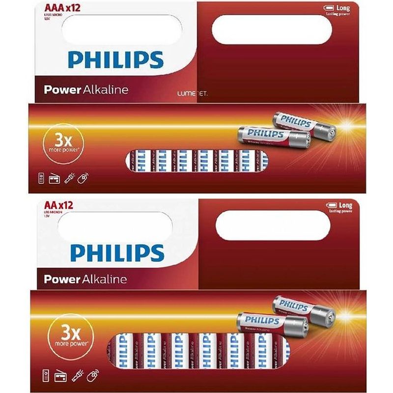 Foto van Combi deal / philips power alkaline 12x aa + 12x aaa