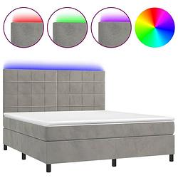 Foto van The living store boxspring bed - 203x180 cm - led - fluweel - pocketvering