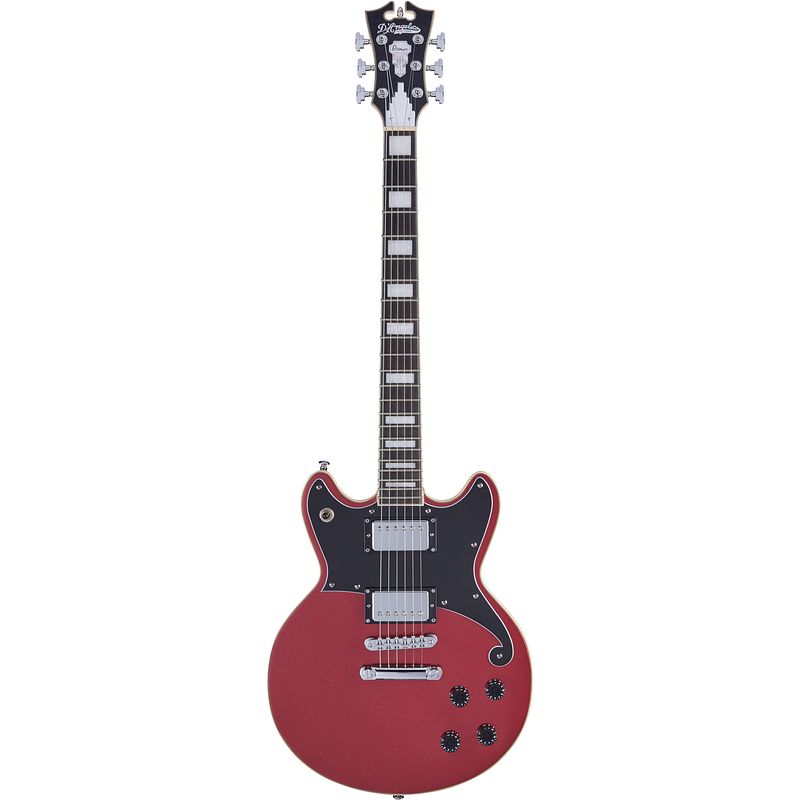 Foto van D'sangelico premier brighton oxblood elektrische gitaar met gigbag