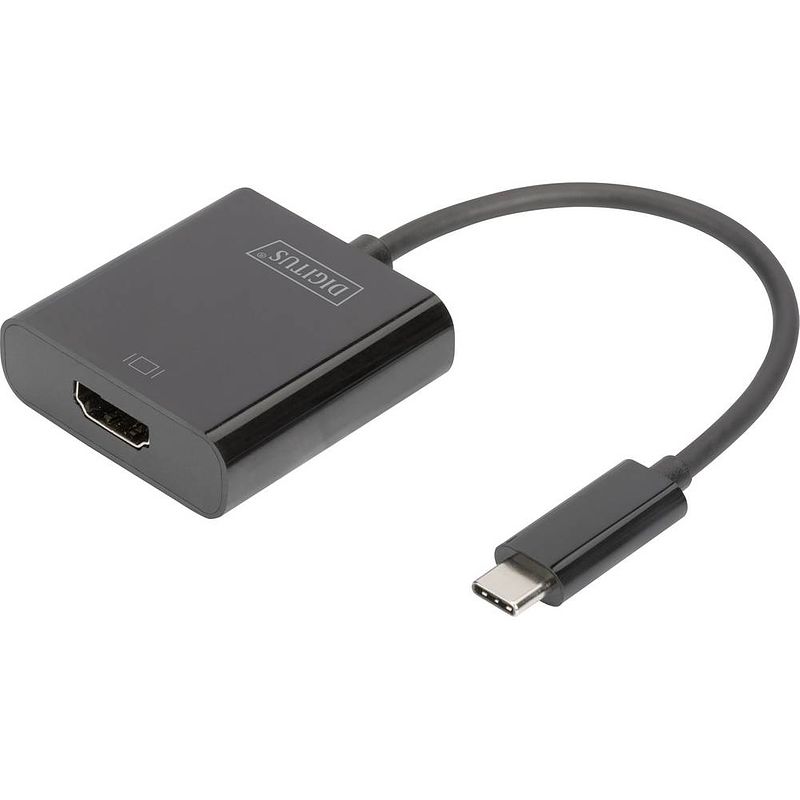 Foto van Digitus da-70852 usb / hdmi adapter [1x usb-c stekker - 1x hdmi-bus] zwart 15.00 cm