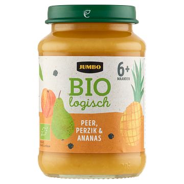 Foto van Jumbo biologisch peer, perzik & ananas 6+ maanden 190g