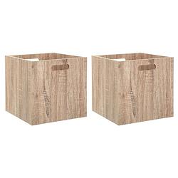 Foto van 5five opberg/kast mand - 2x - lichtbruin - mdf hout - 29l - 31 x 31 x 31 cm - opbergkisten