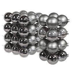 Foto van 52x stuks glazen kerstballen titanium grijs 6 en 8 cm mat/glans - kerstbal