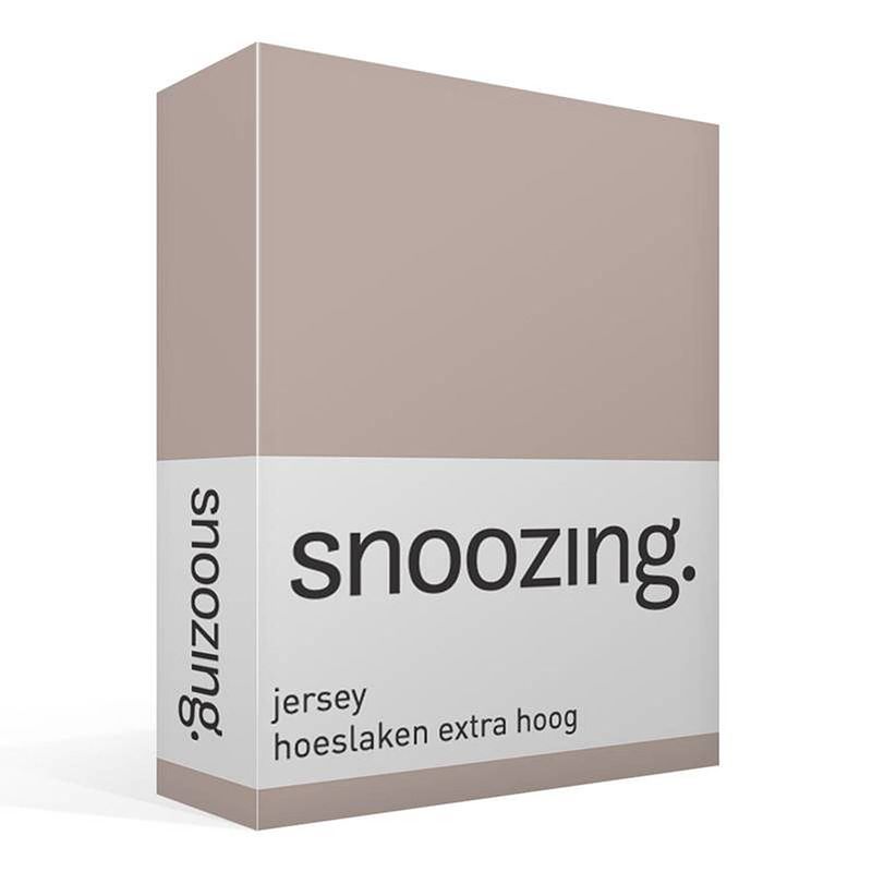 Foto van Snoozing - hoeslaken - extra hoog - jersey - 200x210 /220 - taupe